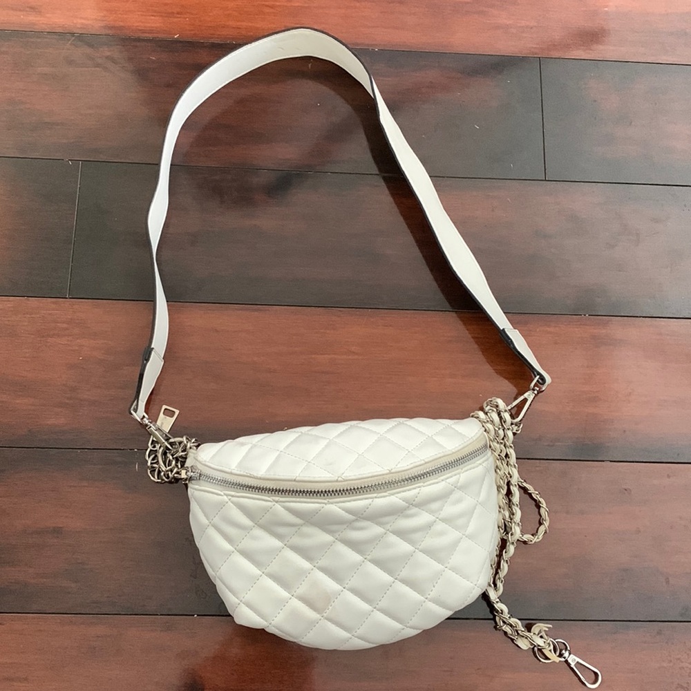 Gently used white leather crossbody bag Steve Madden